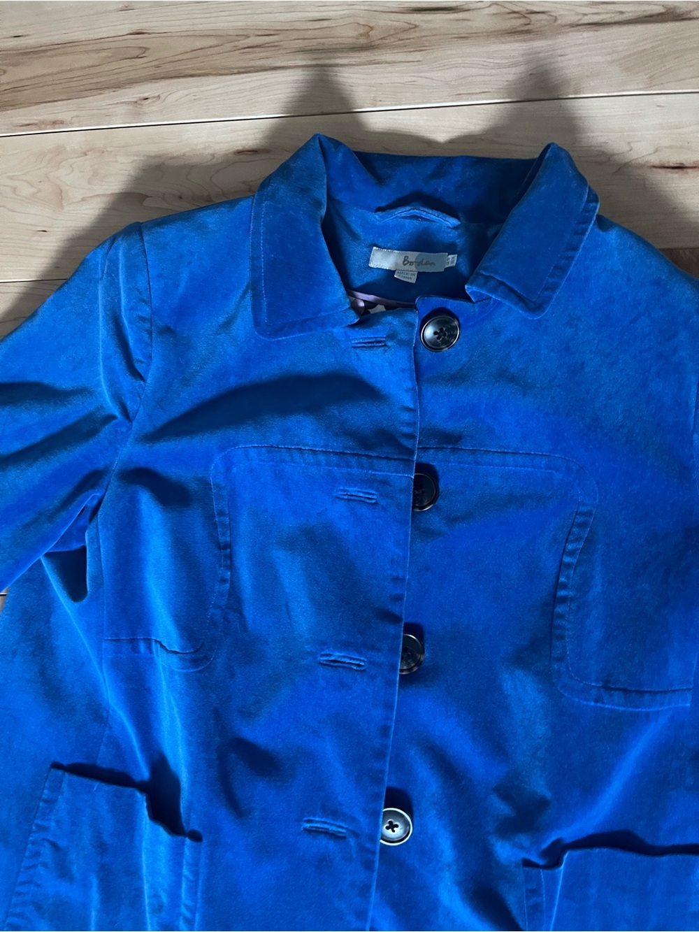 Boden Royal Blue Single-Breasted Trench Coat - Picture 2 of 5